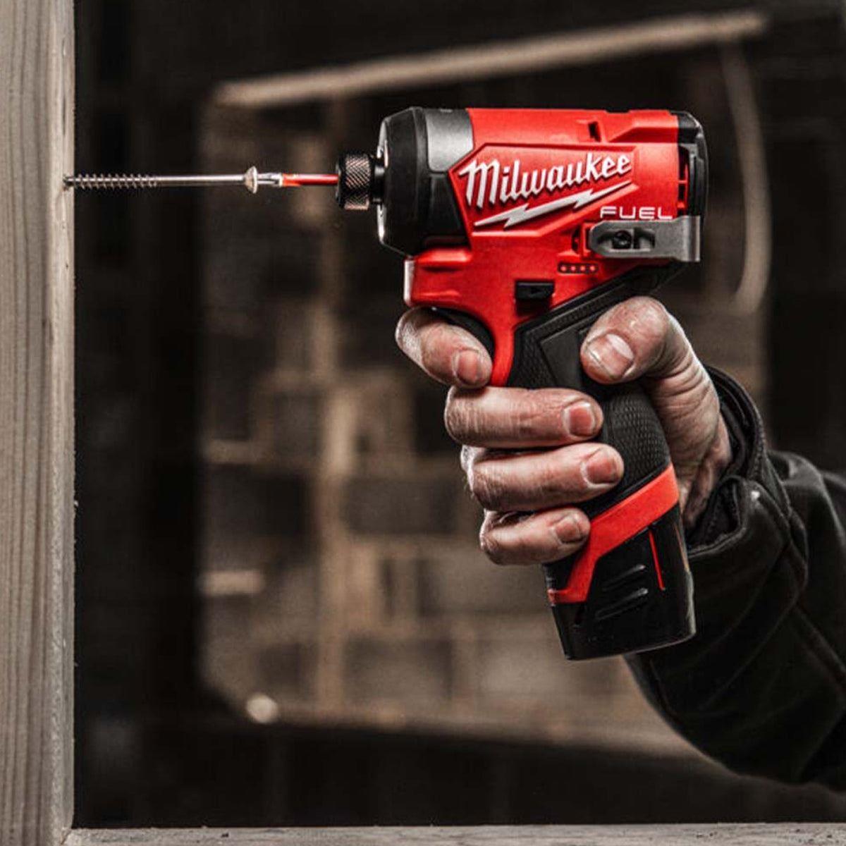 Milwaukee M12FID2-0 12V Brushless Sub Compact Impact Driver with 2 x 3.0Ah Battery Charger & Empty Tool Box (Without Inlay)